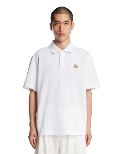 Moncler White Logo Polo