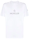 MONCLER WHITE LOGO-PRINT COTTON T-SHIRT