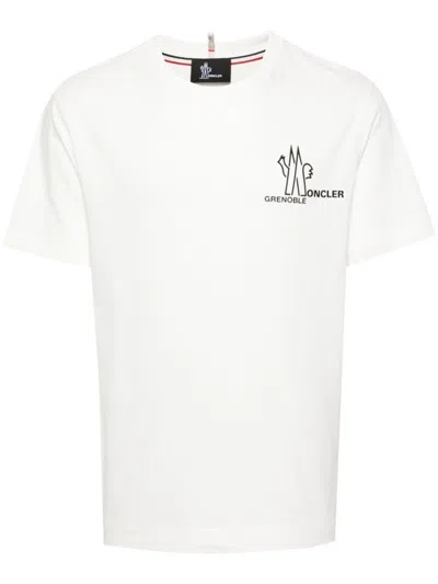 Moncler Logo-print Cotton T-shirt In Neutrals
