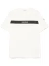 Moncler T-shirt In Cotone Con Logo Gommato In White