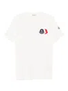Moncler Ivory Cotton Tricolour Logo T-shirt In White