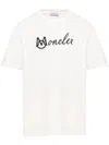 Moncler Off-white Embroidered Varsity Logo Cotton T-shirt In White