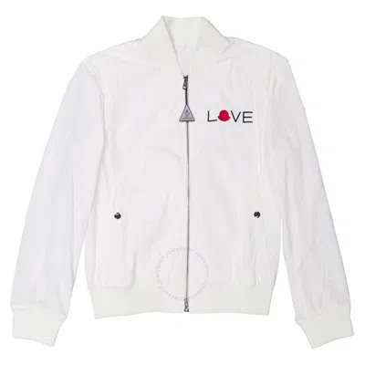 Moncler White Love Embroidery Bomber Jacket