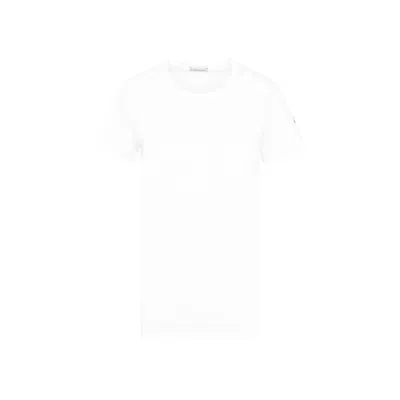 MONCLER MONCLER WHITE MC T-SHIRT WITH SHOULDER LOGO PATCH
