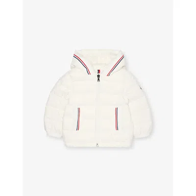 Moncler Kids' White Merary Hooded Shell-down Jacket 6 Months- In Neutral