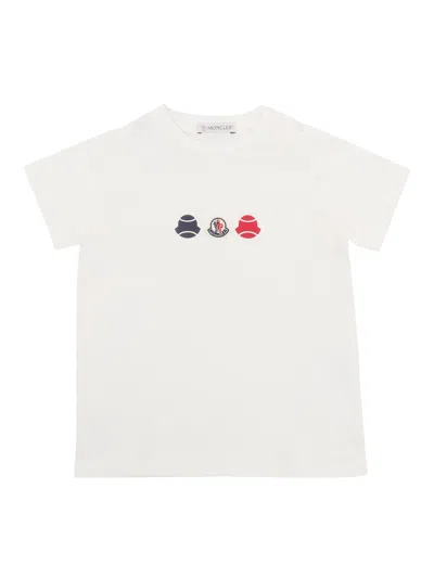 Moncler Babies' White  T-shirt In Beige