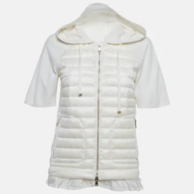 Pre-owned Moncler White Nylon Quilted Down Jacket Xs