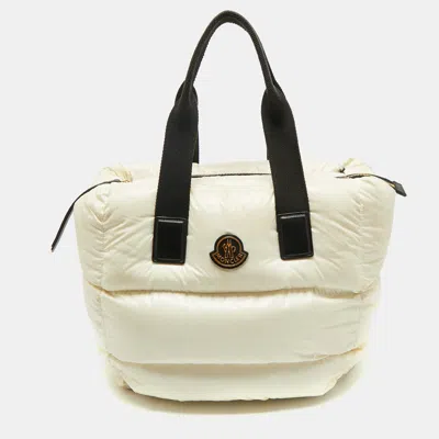 Pre-owned Moncler White Nylon Water-repellent Caradoc Tote