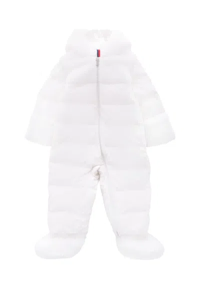 Moncler White Osof Down Jacket For Babykids With Logo