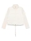 Moncler White Padded Cardigan With Wool Sleeves  In White