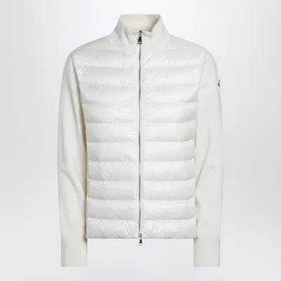Moncler White Padded Wool Zip Cardigan In Neutral