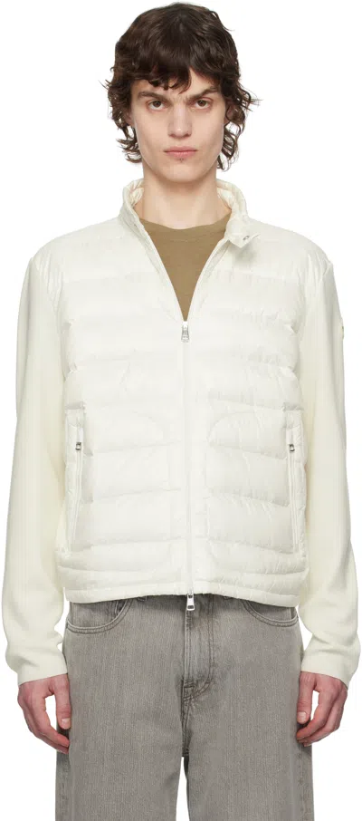 Moncler White Padded Wool Zip-up Down Jacket In 032 - Bright White