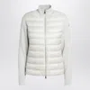 Moncler Padded High Collar Zip Up Cardigan In Gray