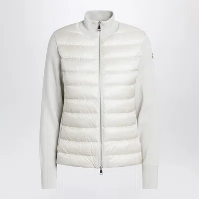 Moncler White Padded Zip-up Cardigan Women In Gray