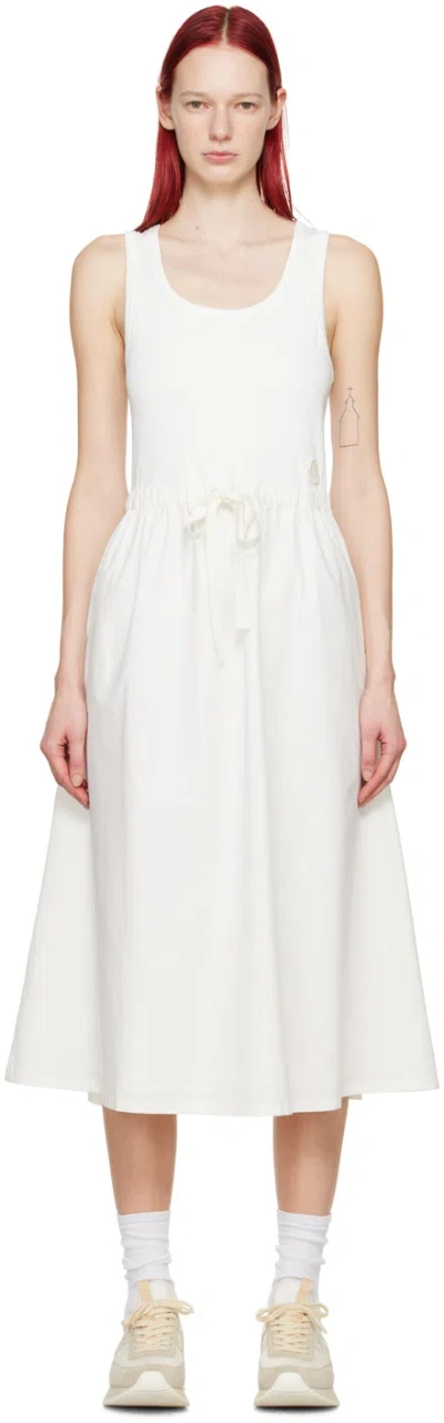 MONCLER WHITE PANELED MIDI DRESS