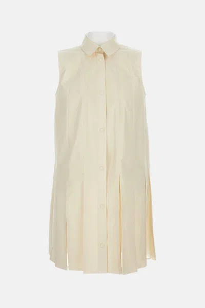 Moncler White Pleated Dress
