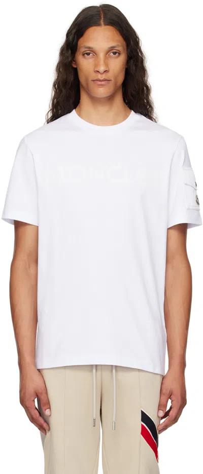 Moncler White Pocket T-shirt In 001- Brilliant White