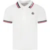 MONCLER WHITE POLO SHIRT FOR BOY WITH LOGO