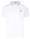 MONCLER WHITE POLO SHIRT WITH LOGO PATCH