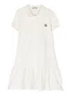 MONCLER WHITE POLO STYLE DRESS WITH LOGO PATCH