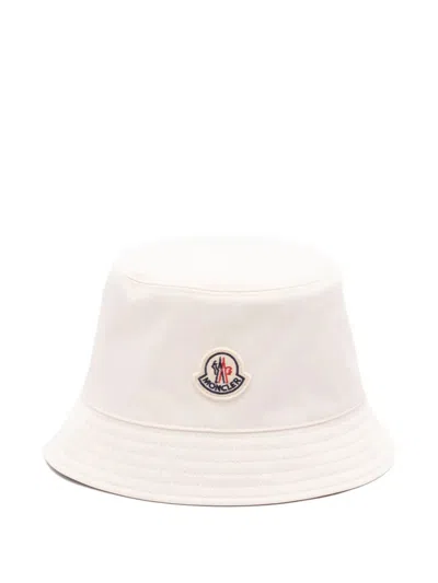 Moncler White Polyester Bucket Hat In Gray