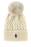 Moncler White Pom Pom Beanie Hat In Neutral