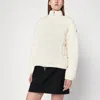 Moncler White Puffer Jacket With Braids In Cotton Blend