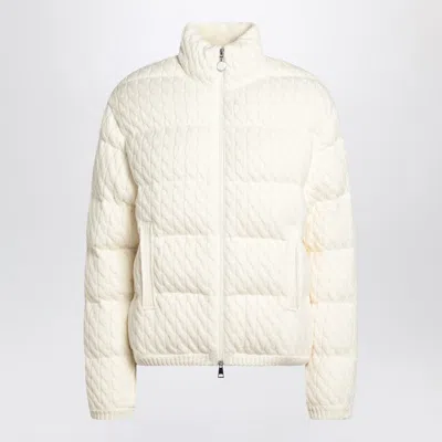 Moncler White Puffer Jacket With Braids In Cotton Blend