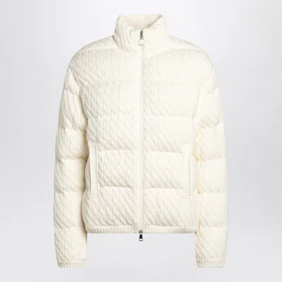 MONCLER MONCLER  WHITE PUFFER JACKET WITH BRAIDS IN COTTON BLEND