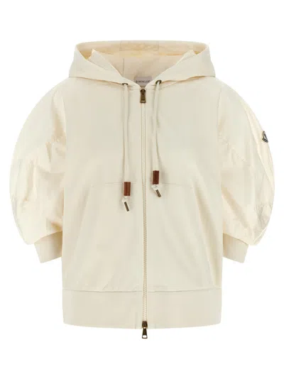 Moncler White Ribbed Knit Hoodie