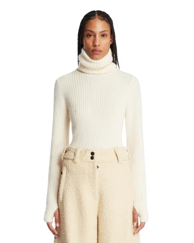 Moncler Ribbed Wool-blend Turtleneck Sweater In Neutral