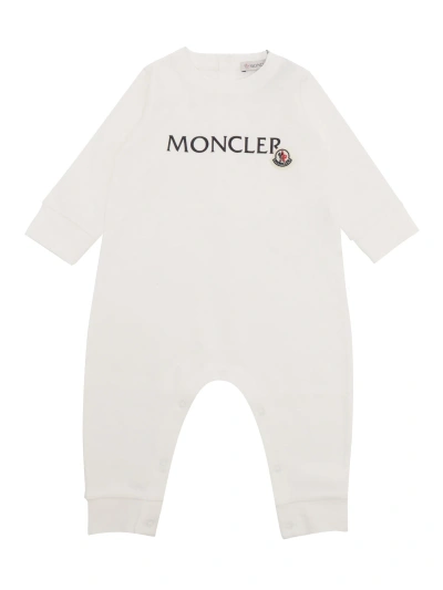 Moncler Babies' White Romper In Beige