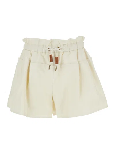 Moncler Cotton Blend Shorts In Metallic