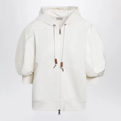 MONCLER MONCLER WHITE SHORT-SLEEVE JERSEY SWEATSHIRT