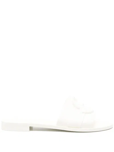 MONCLER WHITE SLIP ON SANDALS