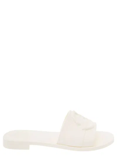 MONCLER WHITE SLIP ON SANDALS