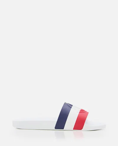 MONCLER WHITE SLIP ON SLIDES