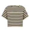 Moncler Cotton T-shirt With Striped Pattern In Neutral