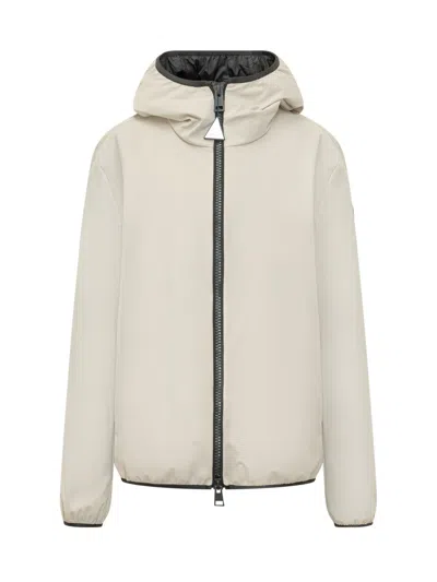 Moncler White Solid Hood Jacket In Neutral