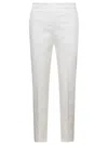 Moncler White Straight Pants With Tonal Logo Patch In Stretch Cotton Woman In White