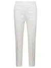 Moncler White Straight Pants With Tonal Logo Patch In Stretch Cotton Woman In White