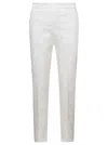 Moncler White Straight Pants With Tonal Logo Patch In Stretch Cotton Woman In Multicolor
