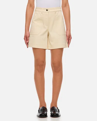 MONCLER WHITE STRETCH COTTON BERMUDA SHORTS