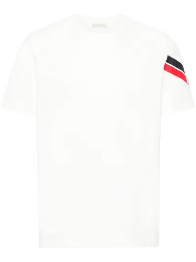 Moncler White Stripe-trim Cotton T-shirt