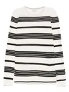 Moncler Classic Striped Maglie Sweater With Round Neckline In White