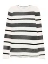 Moncler White Striped Cotton Blend Sweater In White