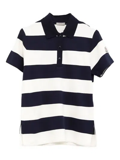 Moncler White Stripes Ss Polo