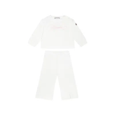 Moncler White Suit For Baby Girl With Logo