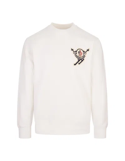 Moncler Logo Patch Sweatshirt In White