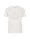 Moncler White T-shirt With Crystals Logo In White